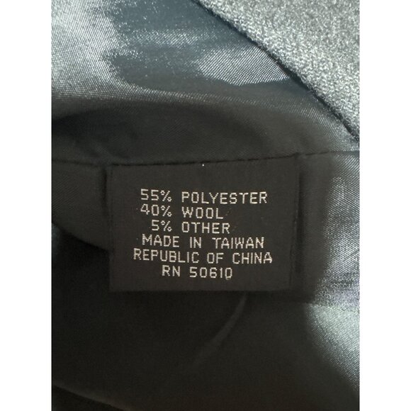 VINTAGE SASSON ONE BUTTON BLAZER WOMENS 8/9 GREY WOOL WITH VELVET COLLAR POCKET - Picture 8 of 8